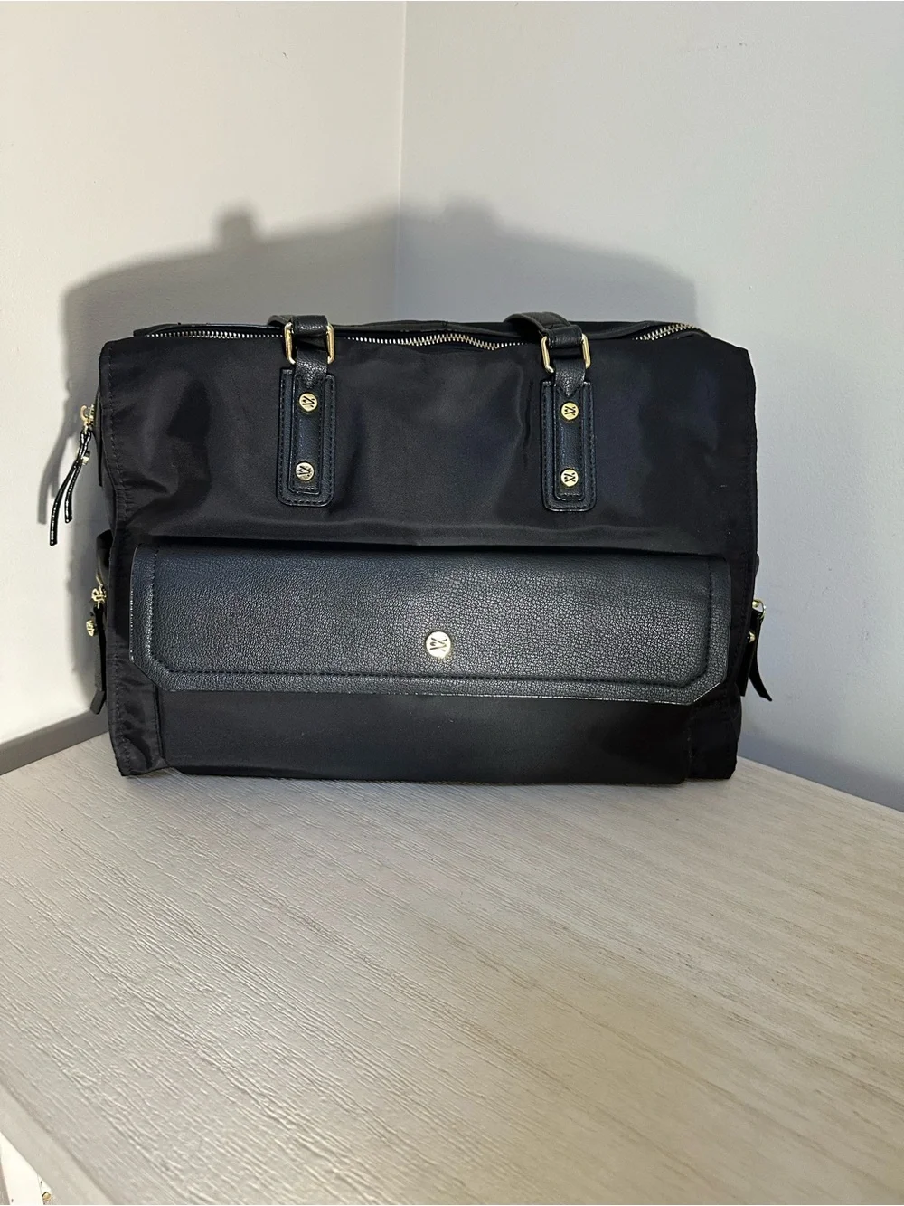 Travanti Nylon and Leather Work/Carry-on Bag